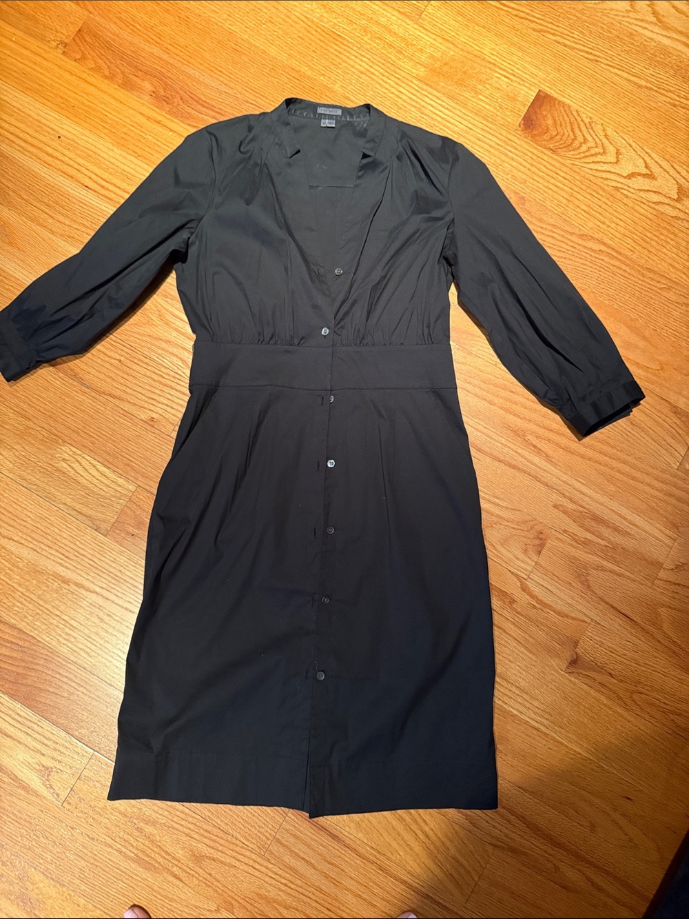 Premise Black Button-Front Long Sleeve Dress